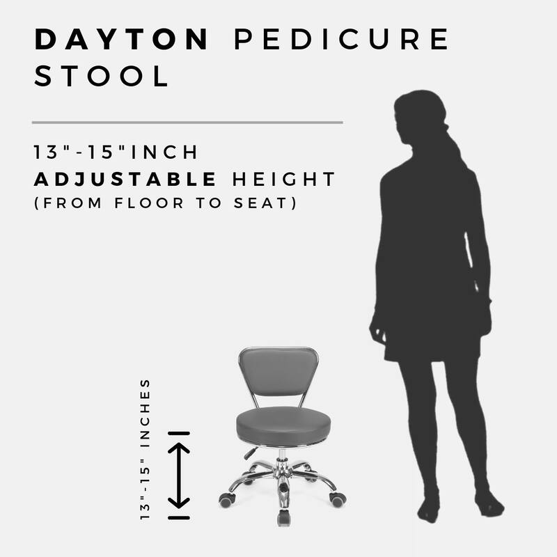 Dayton Short Stool Adjustable 13" to 15" Low Rolling Chair with Backrest, Matte Black - N/A