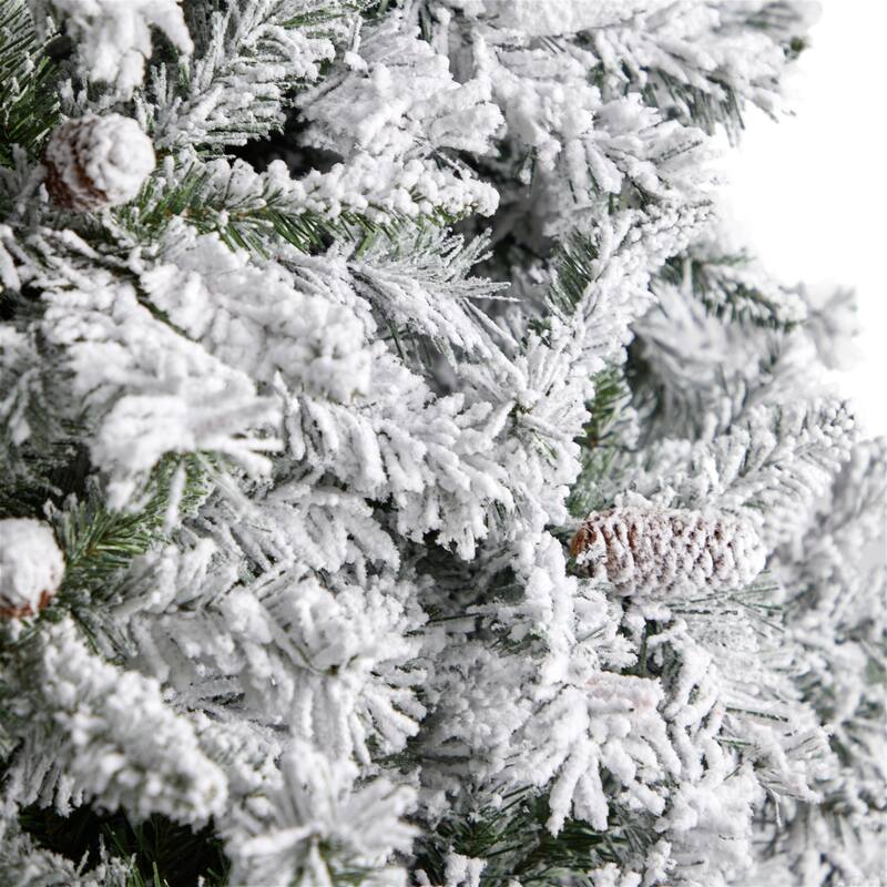 10 Ft Artificial Christmas Tree with Lights - White River Mountain Pine Tree with Pinecones - Holiday Decor - 120