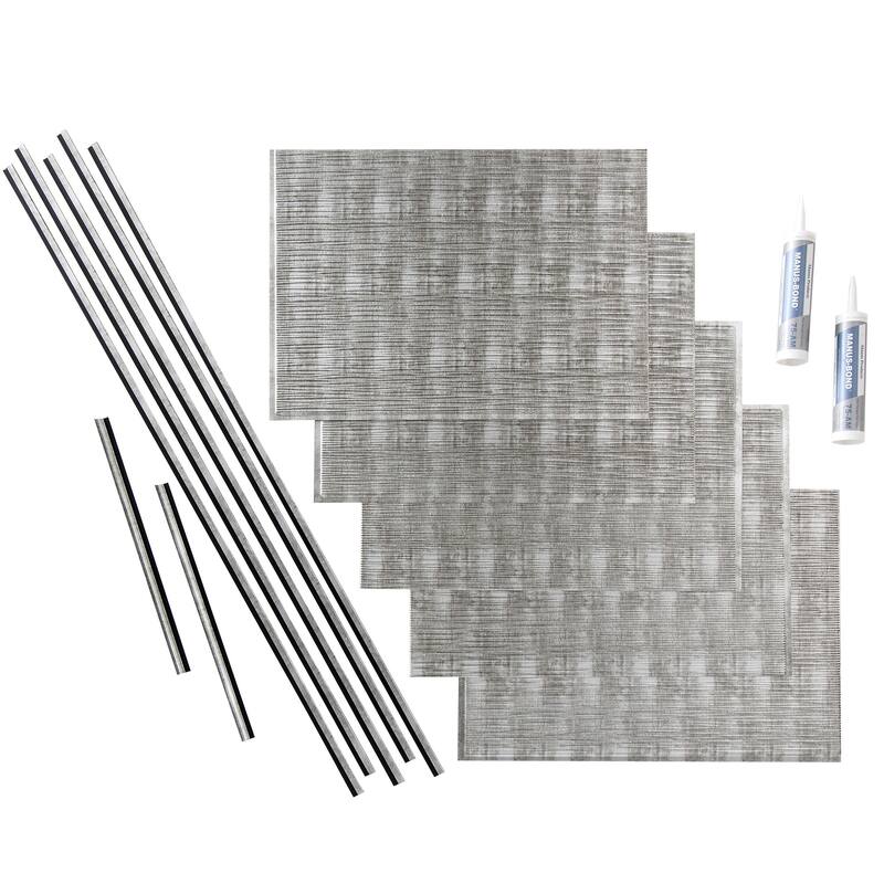 FASÄDE Ripple Decorative Vinyl Backsplash Panel - 15 Sq Ft Kit - Crosshatch Silver