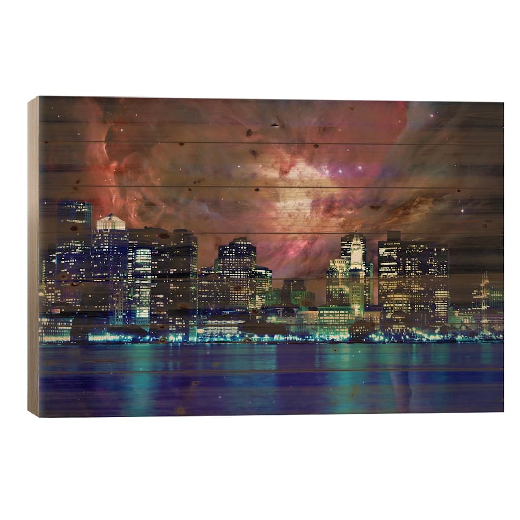 Boston, Massachusetts Orion Nebula Skyline Print On Wood by 5by5collective - Multi-Color