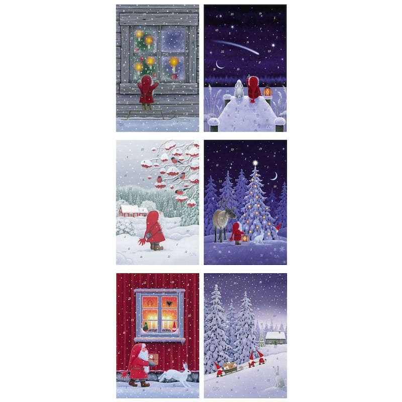 60ct Home Collectible Scandavian Christmas Korsch Advent Cards 6.50" - Brown