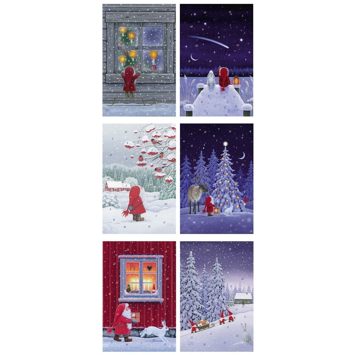 60ct Home Collectible Scandavian Christmas Korsch Advent Cards 6.50"