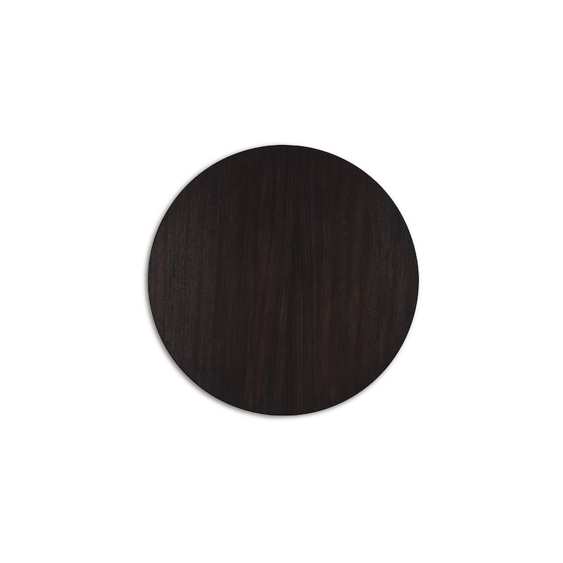 Chloe Side End Table, 24 Inch Round, Angled Pedestal Base, Dark Brown