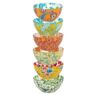 Certified International Damask Floral Assorted Designs All Purpose Bowls, Set of 6