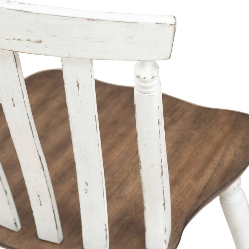 Al Fresco White Oak Slat Back Side Chairs for Dining Room Set of 2 - Width 19" x Depth 19" x Height 35"