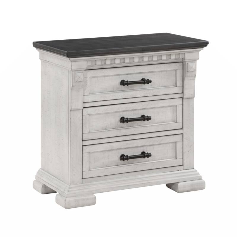 Faith Transitional Style 3-Drawer Night stand Made with Wood in Antique White