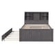 preview thumbnail 9 of 28, Full Size Platform Bed with Storage Headboard, Trundle, Charging Station, Antique Brown