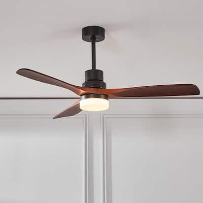 ExBrite 52" Solid Wood DC Reversible Integrated LED Ceiling Fan with Light & Remote Control - 52 Inches