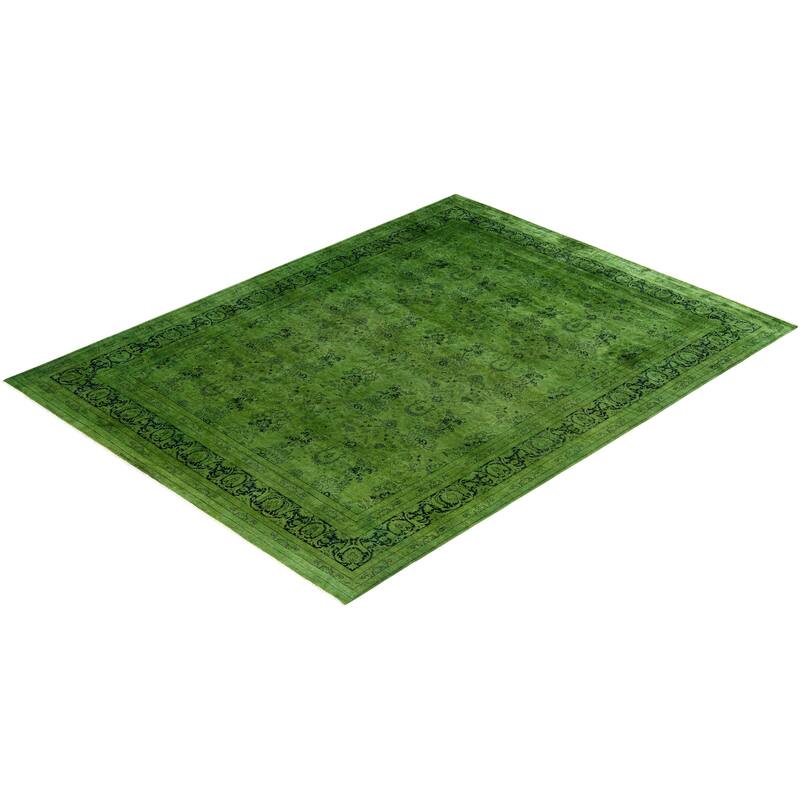 Overdyed One-of-a-Kind Hand-Knotted Area Rug - Green - 8' 3" x 10' 6"
