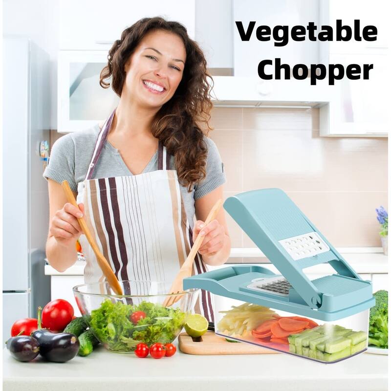 Vegetable Chopper Multifunctional Veggie Chopper,Blue Kitchen Vegetable Slicer Dicer Cutter