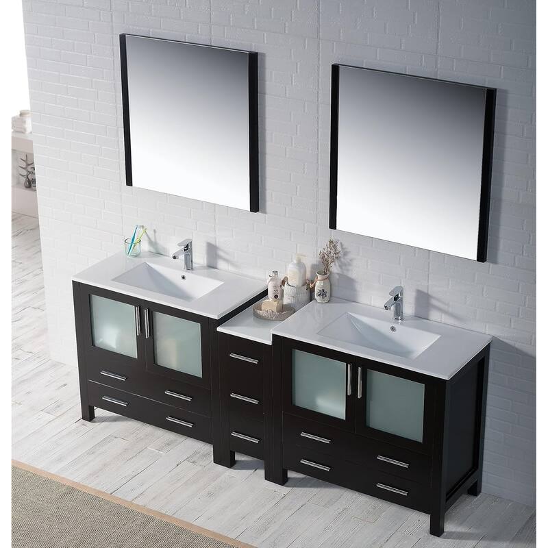 Blossom Sydney 84" Solid Wood Double Sink Bathroom Vanity with Cabinet