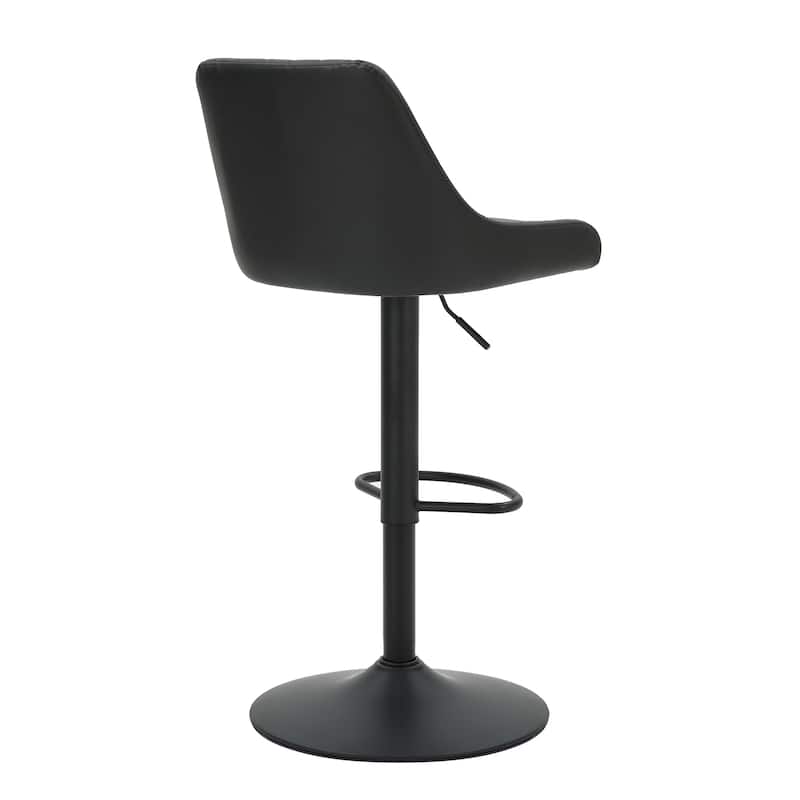 Modern Faux Leather and Metal Adjustable Air-Lift Stool with Swivel, Set of 4 - White and Black