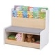 preview thumbnail 1 of 8, Gymax Kids Reading Nook w/Bench Bookshelf & 2 Cubbies Removable Padded White, Natural