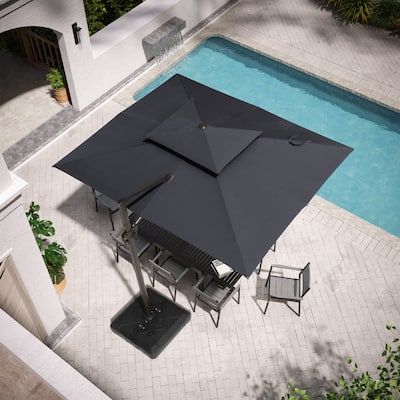 Pellebant 9X11FT Outdoor Patio Umbrella Cantilever Offset with Base