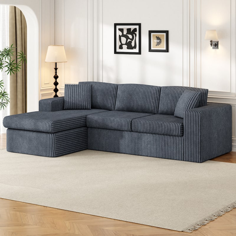 Futzca No-Assembly Modular Sofa, Corduroy Couch with High-Density Foam