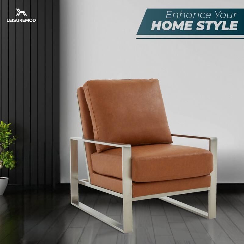 Jefferson Modern Velvet Accent Chair with Brushed Silver Frame, Plush Cushions, and Scratch-Resistant for Home or Office - 29.2