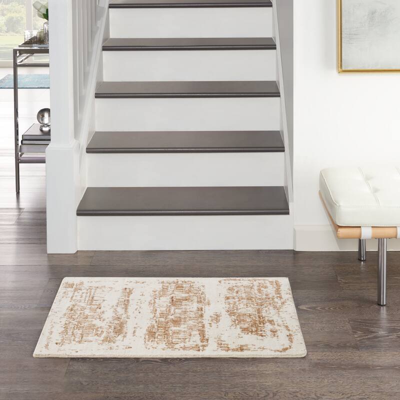 Nourison Harmony Indoor only Ivory Abstract Area Rug - Ivory/Gold - 2' x 3'