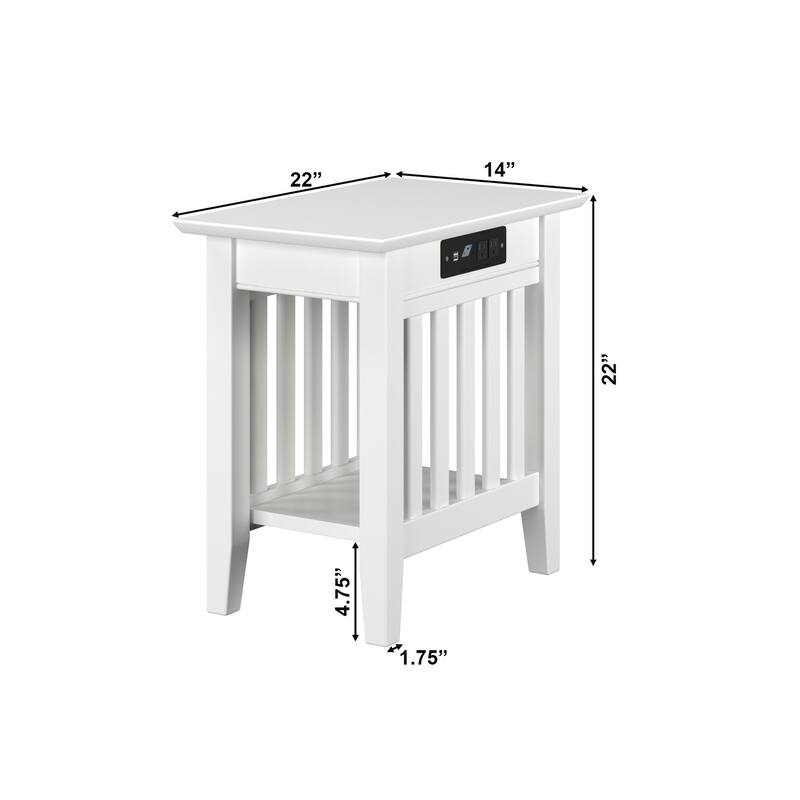 AFI Mission Chair Side Table with Charging Station