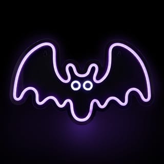 15" Purple LED Lighted Neon Style Purple Bat Halloween Window Silhouette