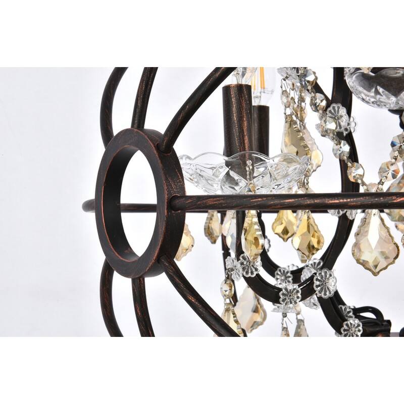 Royce Edge 5 light Dark Bronze Pendant - dark bronze royal cut golden teak (smoky) crystals