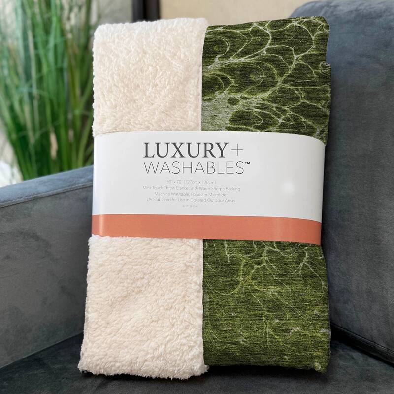 Premium Machine Washable Modern Floral Sherpa Throw Blanket
