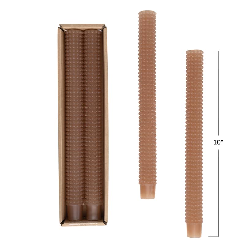 Unscented Hobnail Taper Candles in Box - 1.0"L x 1.0"W x 10.0"H