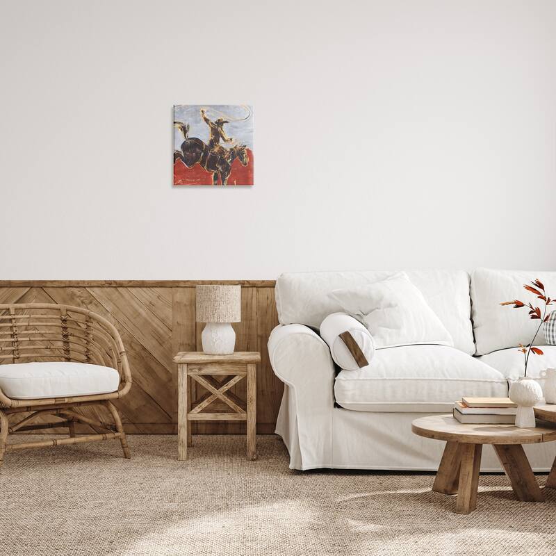 Stupell Rustic Western Cowboy Wild Horse Lasso Canvas Wall Art