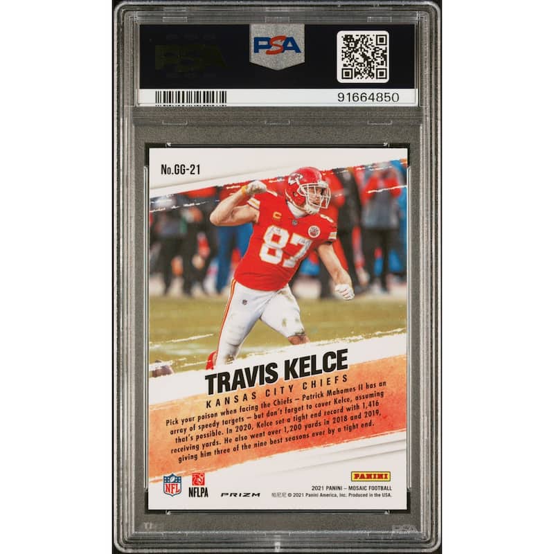 Travis Kelce 2021 Panini Mosaic Got Game? Red Football Card #GG21 Graded PSA 10 - 8'6" x 11'6"