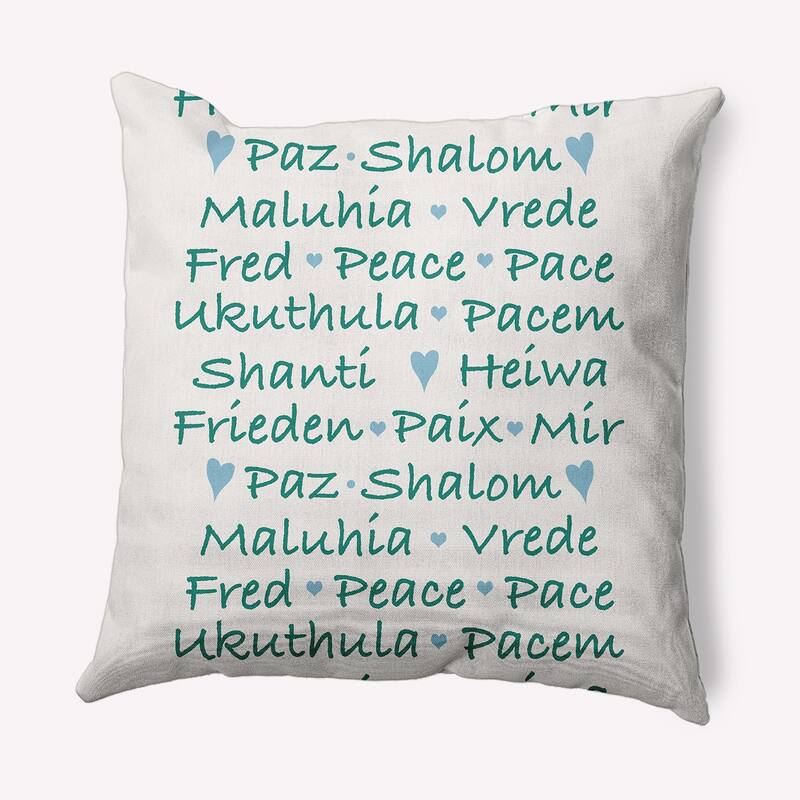 Words of Peace Christmas Soft Spun Polyester Decorative Throw Pillow - 18 x 18 - Mint