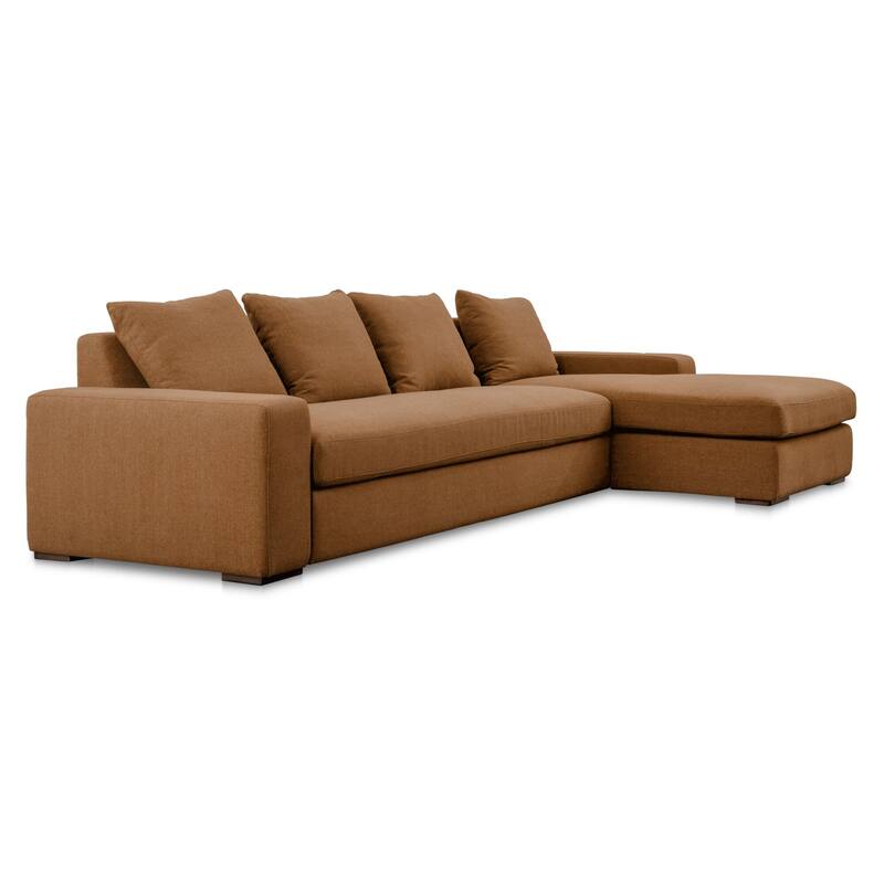 NADAAL STUDIOS Cavan Right-Facing Sectional Sofa, Wide Track Arms, Performance Polyester Upholstery, Seats 5, Rust