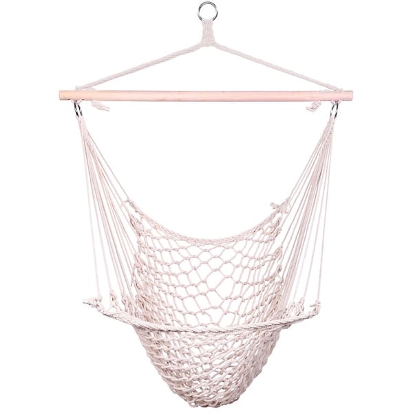 slide 2 of 7, Outdoor Cotton Hanging Rope Air/Sky Chair Swing beige Beige