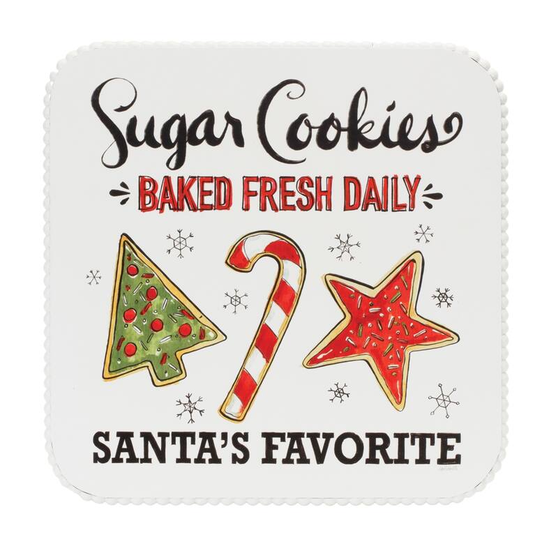 Santa's Favorite Christmas Cookie Plate Pedestal Servingware - 14.25" - White and Red