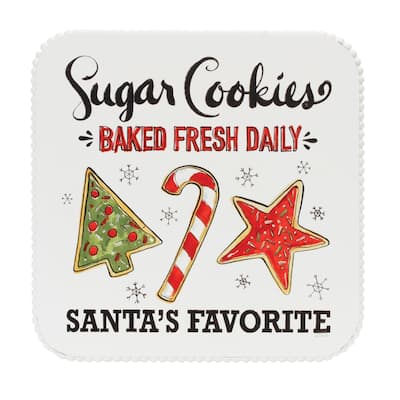 Santa's Favorite Christmas Cookie Plate Pedestal Servingware - 14.25" - White and Red