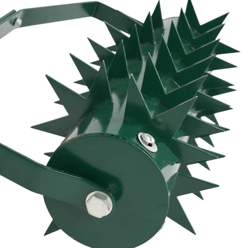Green Lawn Aerator with Heavy-Duty Galvanized Steel Drum and Double Spikes and Rubber Handle - (17.3 x 6.7 x 59.8) in