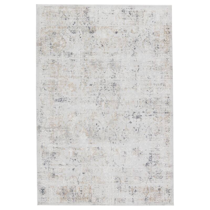 Irena Abstract Light Gray/ Gold Area Rug - 9' 2" x 11' 9" - Runner/Rectangle