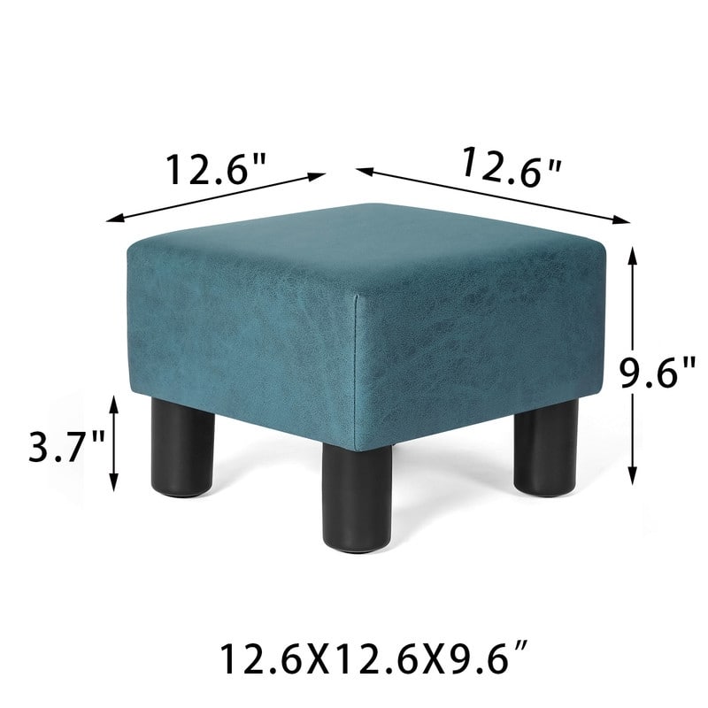 Adeco Footrest Small Square Ottoman Fabric Modern Seat Chair Footstool