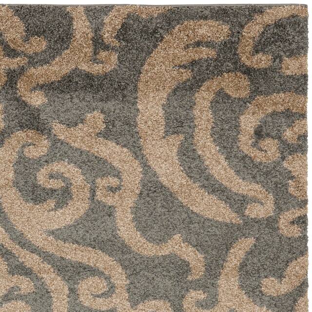 SAFAVIEH Florida Shag Honey Ornate Damask 1.2-inch Thick Rug