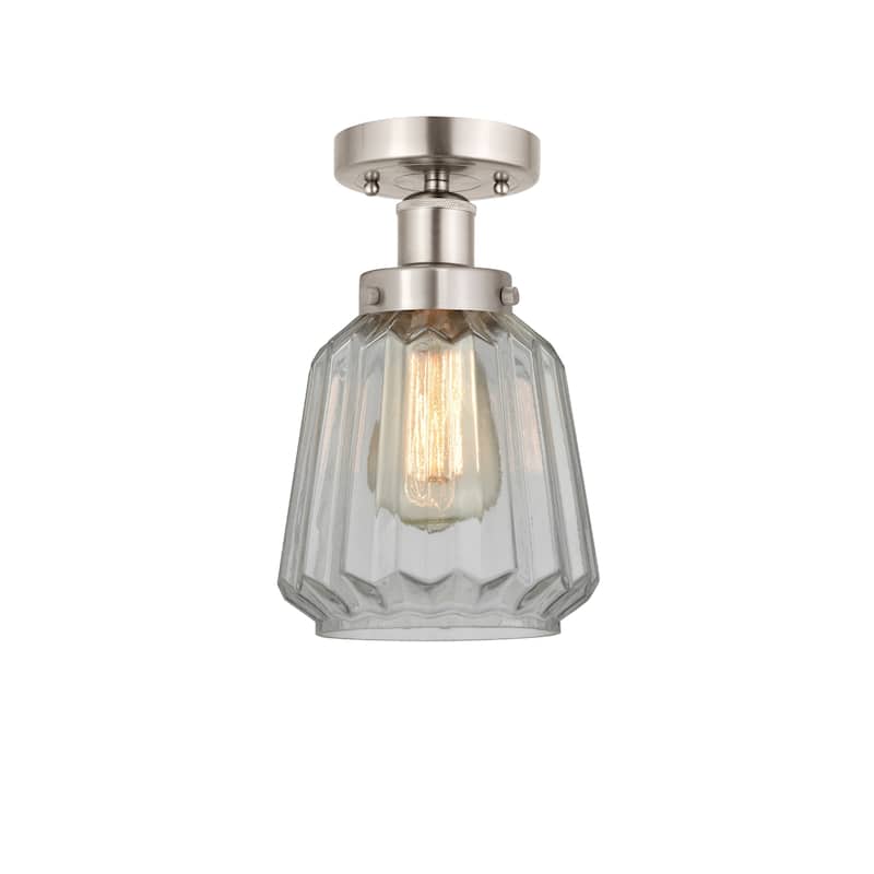 Innovations Lighting Chatham - 1 Light 7" Semi-Flush Mount - Matte White/Brushed Satin Nickel