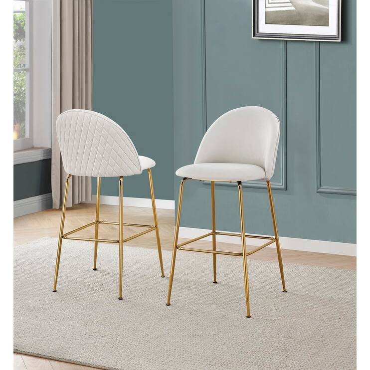 Best Quality Furniture Upholstered Barstools with Gold Chrome Finish Legs (Set of 2)