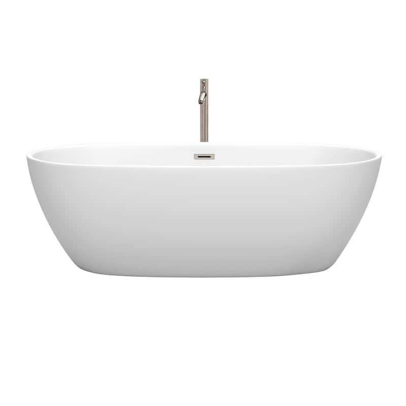 Wyndham Collection Juno 71-Inch Matte White Freestanding Tub w/ Faucet