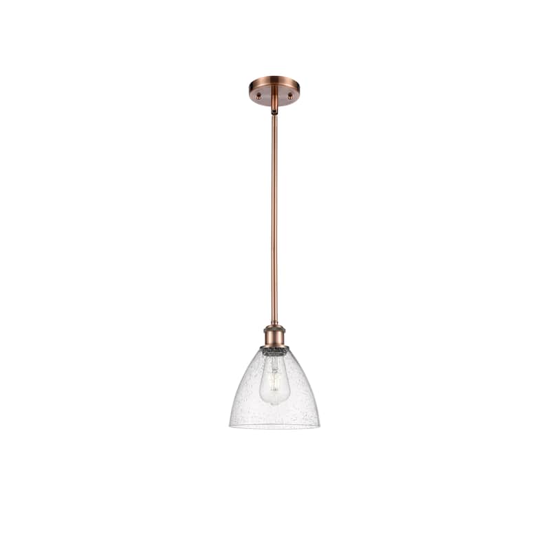 Innovations Lighting Bristol Glass 1 Light 8" Mini Pendant - Antique Copper/Seedy