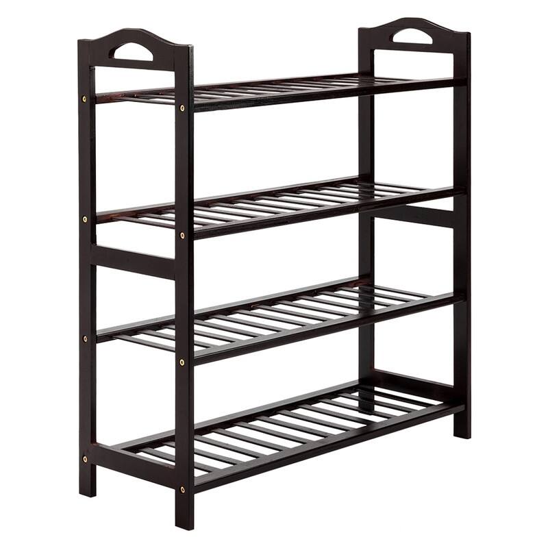 4-Tier Bamboo Shoe Rack Entryway Shoe Shelf Storage Organizer Brown - Brown