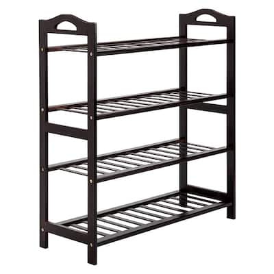 4-Tier Bamboo Shoe Rack Entryway Shoe Shelf Storage Organizer Brown