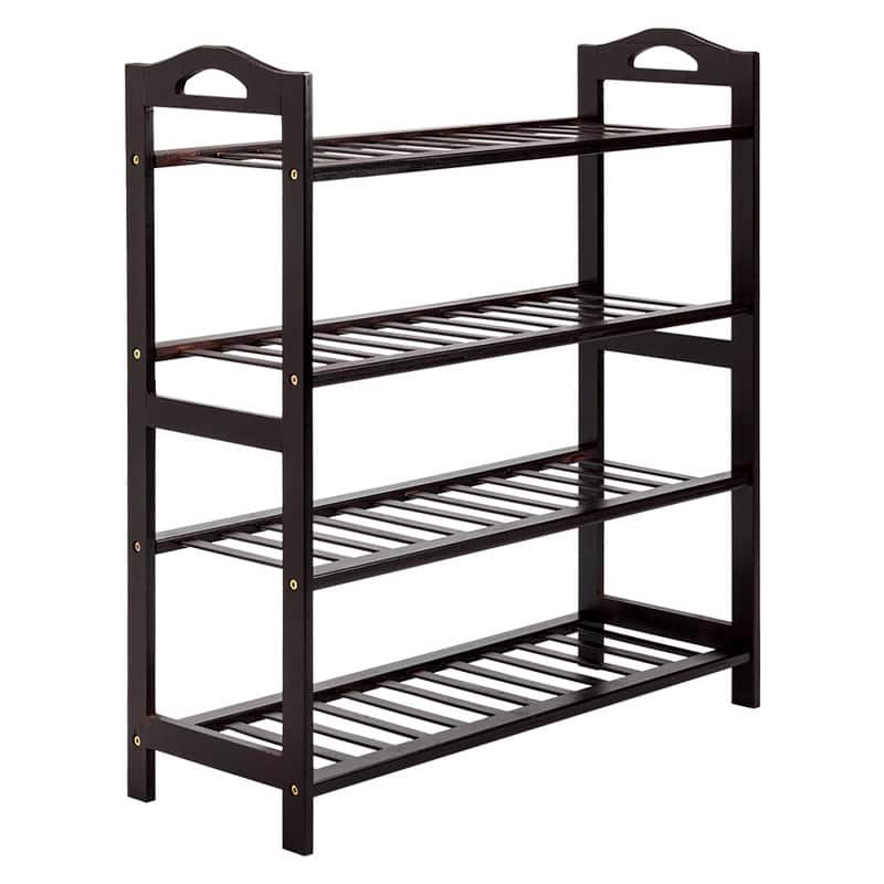 4-Tier Bamboo Shoe Rack Entryway Shoe Shelf Storage Organizer Brown