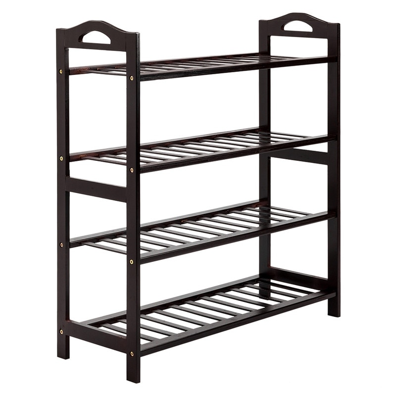 4-Tier Bamboo Shoe Rack Entryway Shoe Shelf Storage Organizer Brown