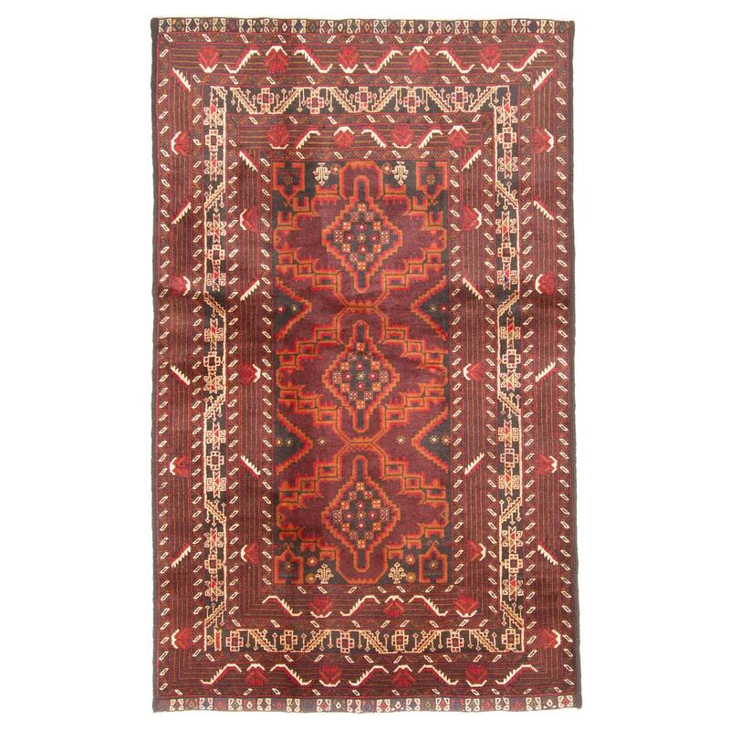 ECARPETGALLERY Hand-knotted Teimani Dark Brown Wool Rug - 3'8 x 6'1
