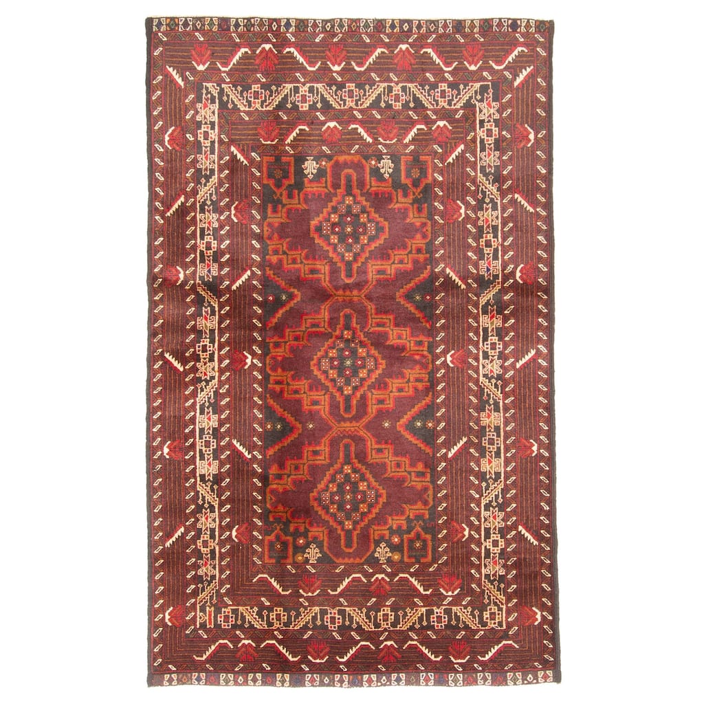 ECARPETGALLERY Hand-knotted Teimani Dark Brown Wool Rug - 3'8 x 6'1