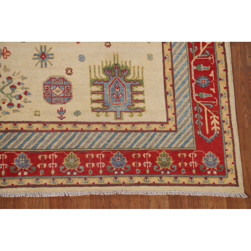 Traditional Kazak Area Rug Hand-Knotted Wool Carpet - 7'0" x 9'11"