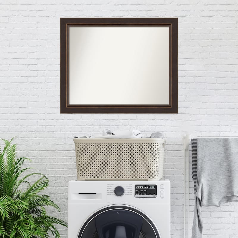 Non-Beveled Wood Wall Mirror - Lara Bronze Frame - Lara Bronze