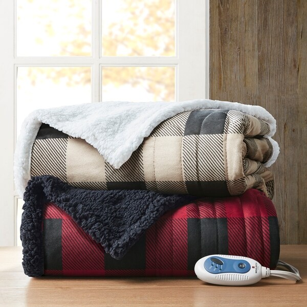 Linden Oversized Mink to Berber Heated Throw by Woolrich - Bed